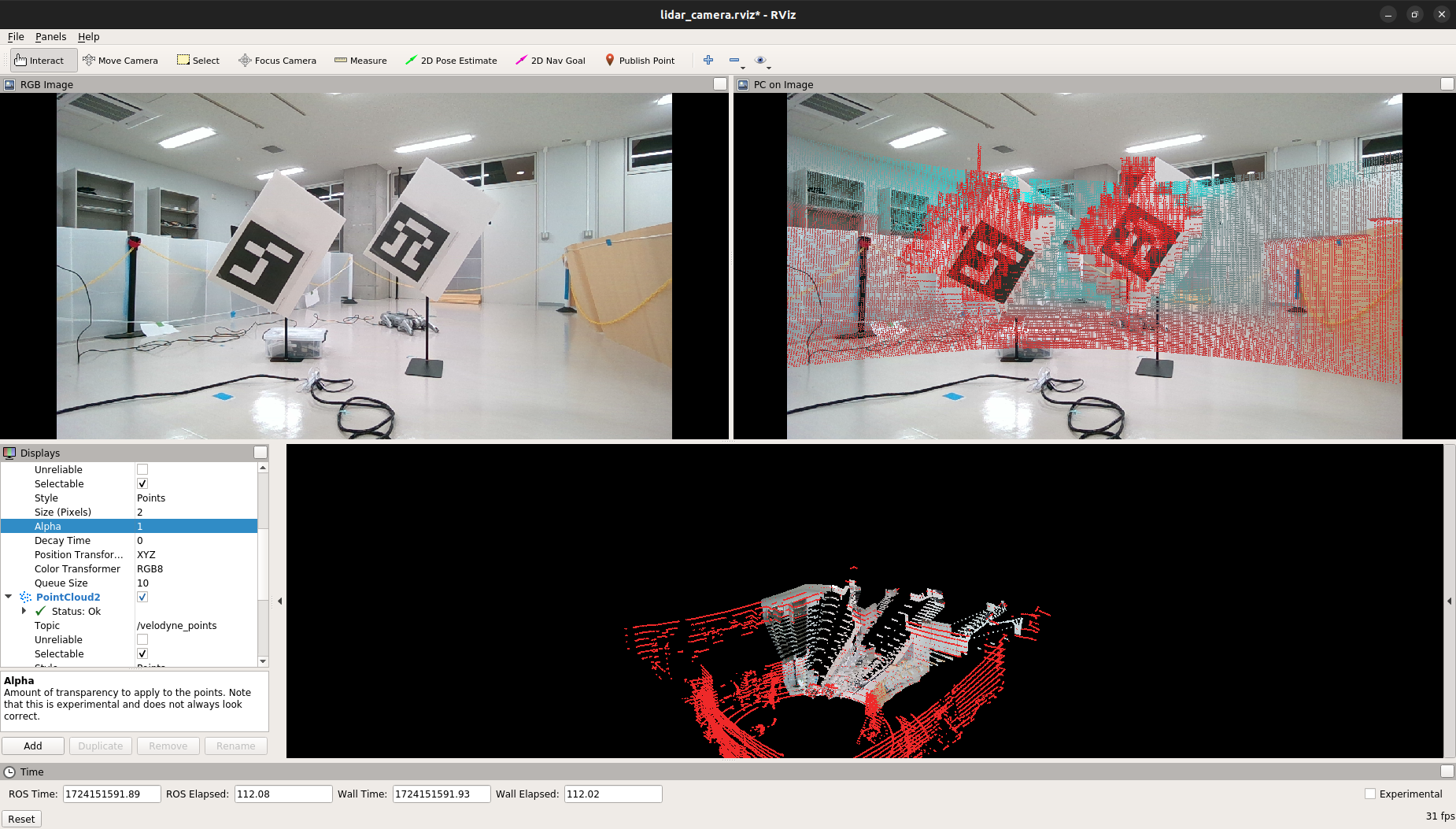 Fusion of the 3D LiDAR and RGB-D data