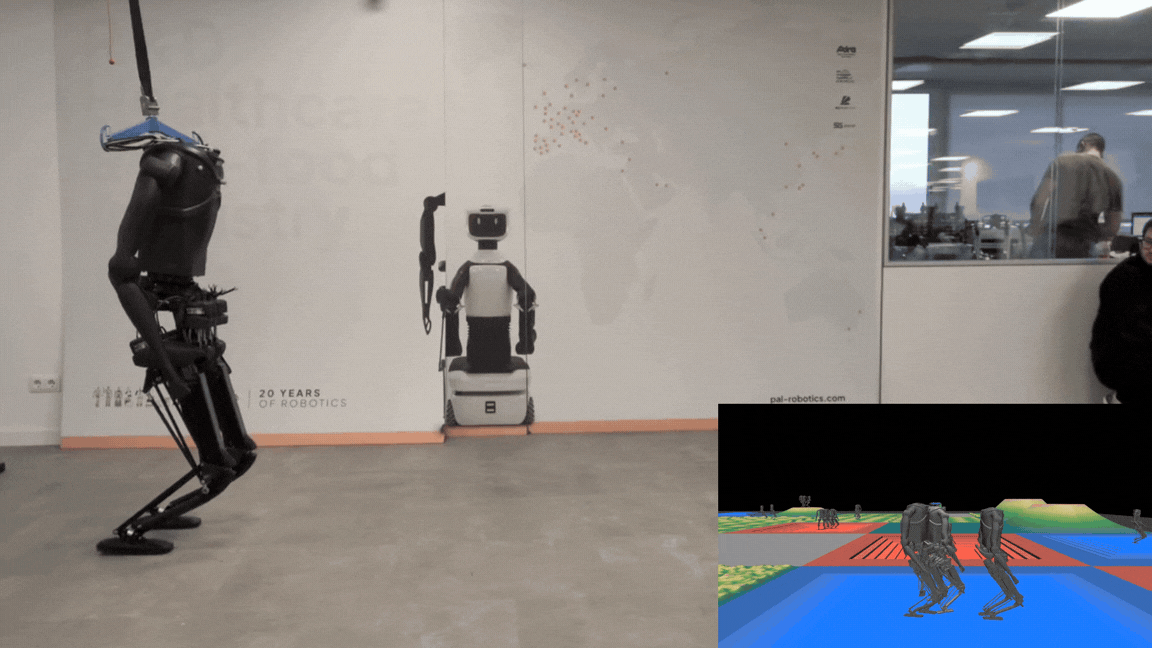 Kangaroo humanoid walking with RL locomotion